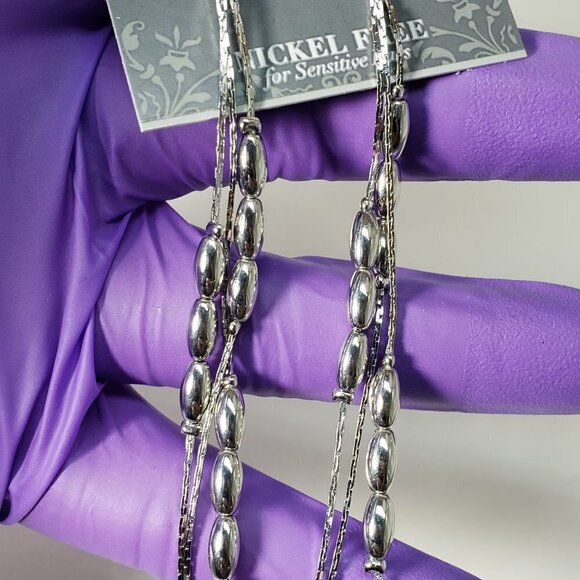 2/$30 Silver tone Beaded Fringed Drop Dangle Post Long Earrings, 5-inch Jewelry - Picture 8 of 8